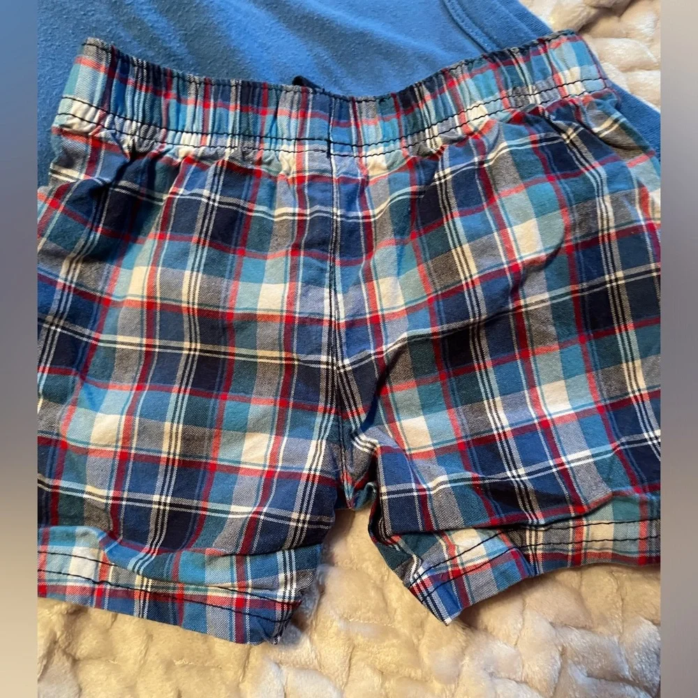 Lot of 3~Baby Boy’s Jeans, Onesie w collar, plaid drawstring shorts Size:18-24 M - Picture 5 of 10